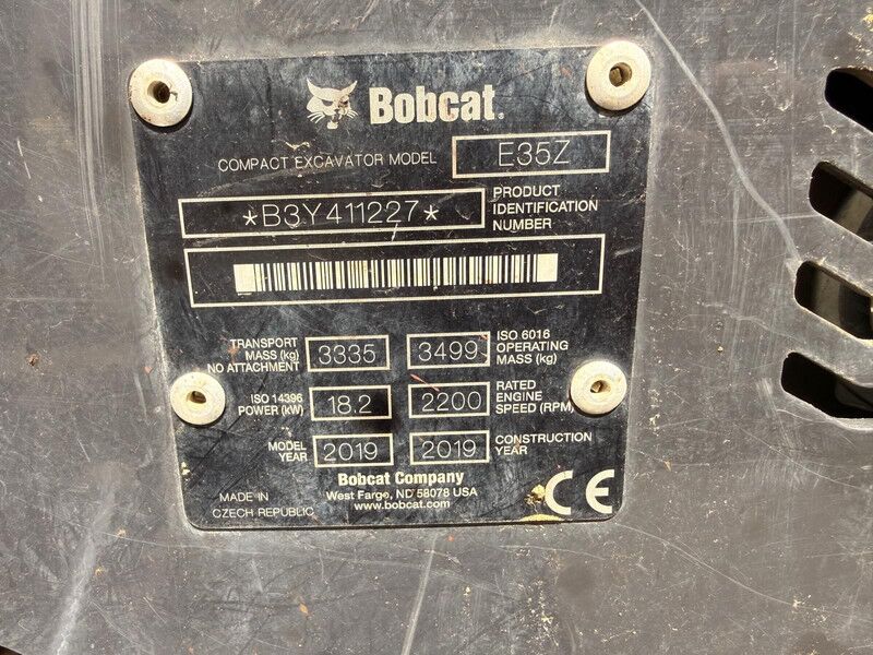 Mini-pelle Bobcat E35z diesel 2019 – 1 599 h – 3 499 kg – 3 godets – Image 3