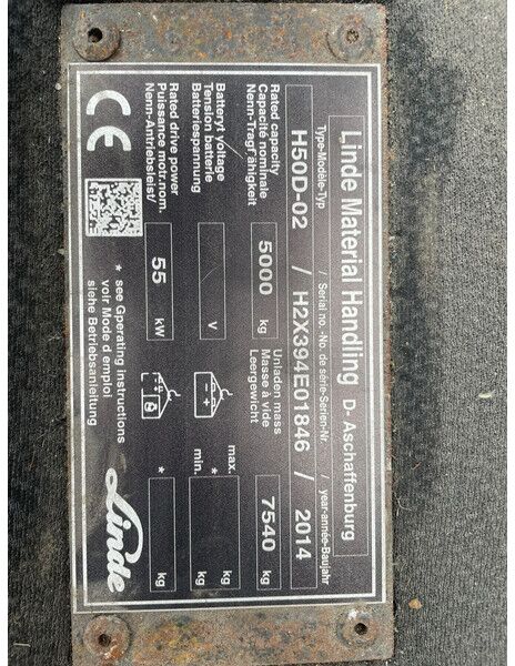 Chariot élévateur diesel Linde H50D 5 t – 2014, cabine fermée, positionneur de fourches – Image 11